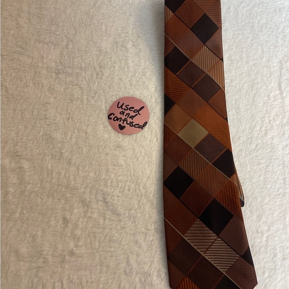 Axcess Men's Tie in Rich Brown Plaid - Picture 3 of 7